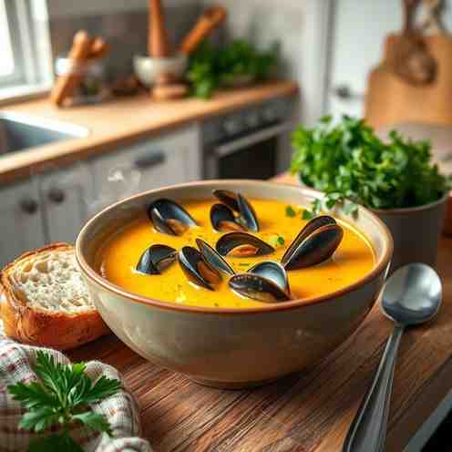 Saffron Mussel Soup - Grit-Free Recipe